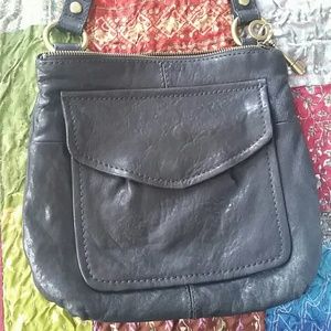 Crossover black leather satchel purse